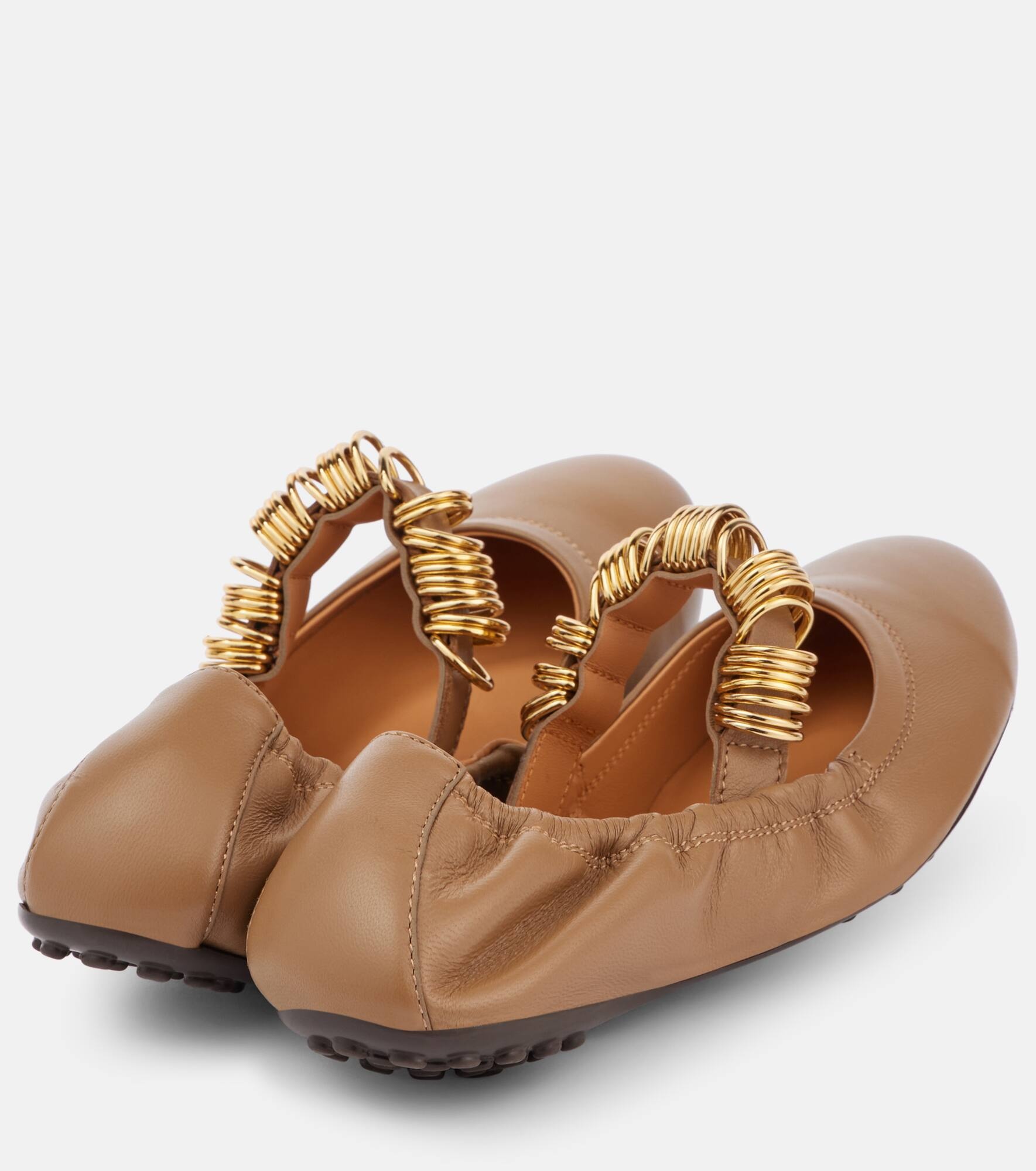 Embellished leather Mary Jane flats - 2