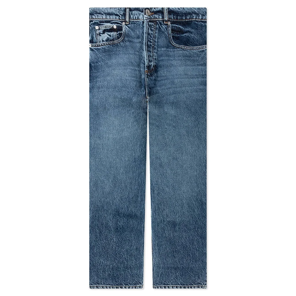 5 POCKET STRAIGHT LEG TROUSERS - MID BLUE - 1