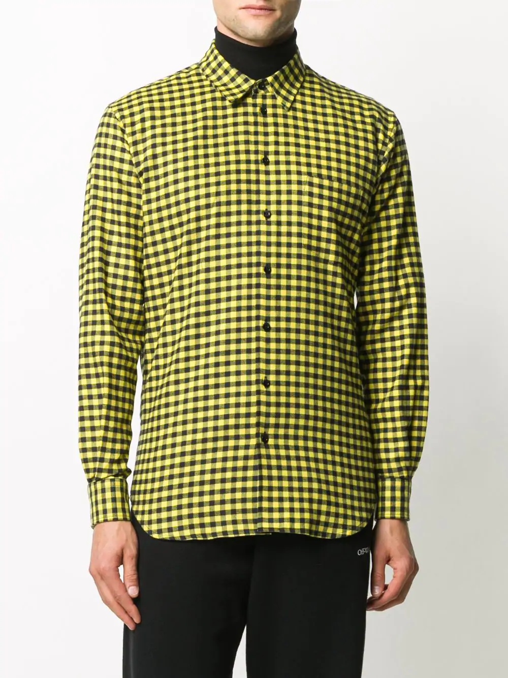 cut-out logo flannel shirt  - 4