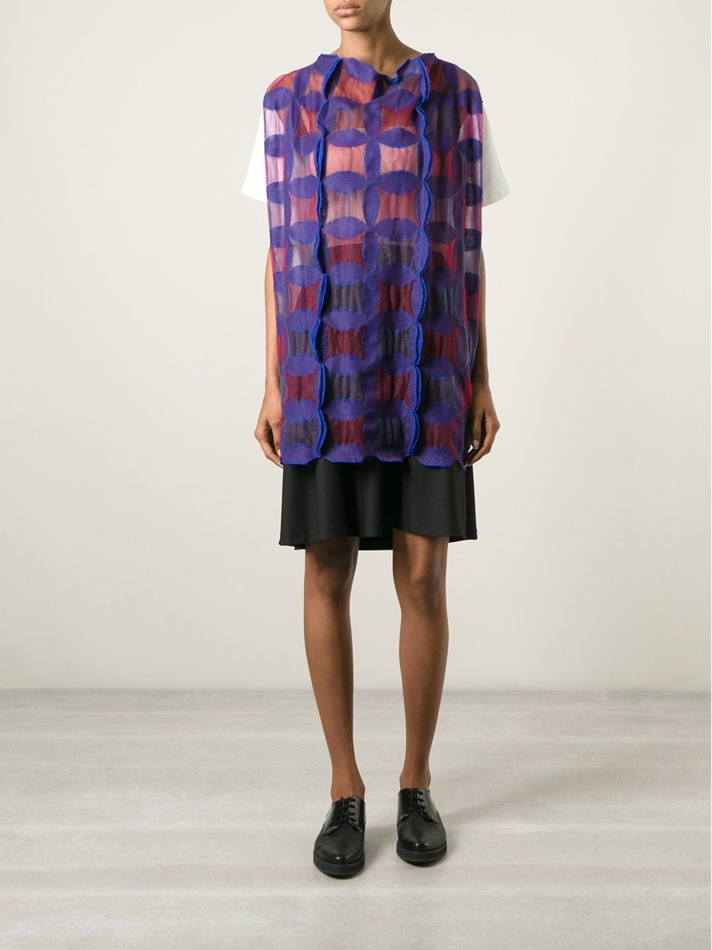 sheer knit motif top - 2