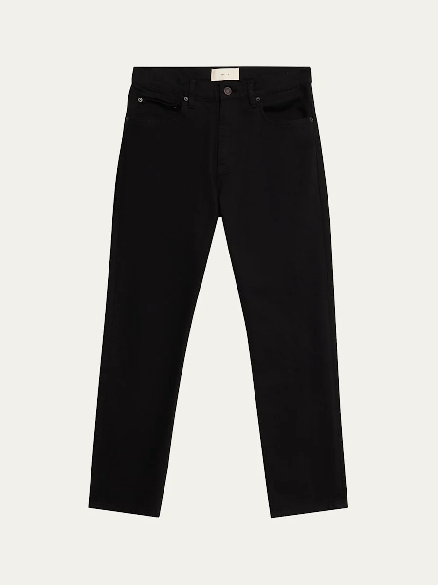 Men's Black Denim Tapered-Leg Jeans - 1