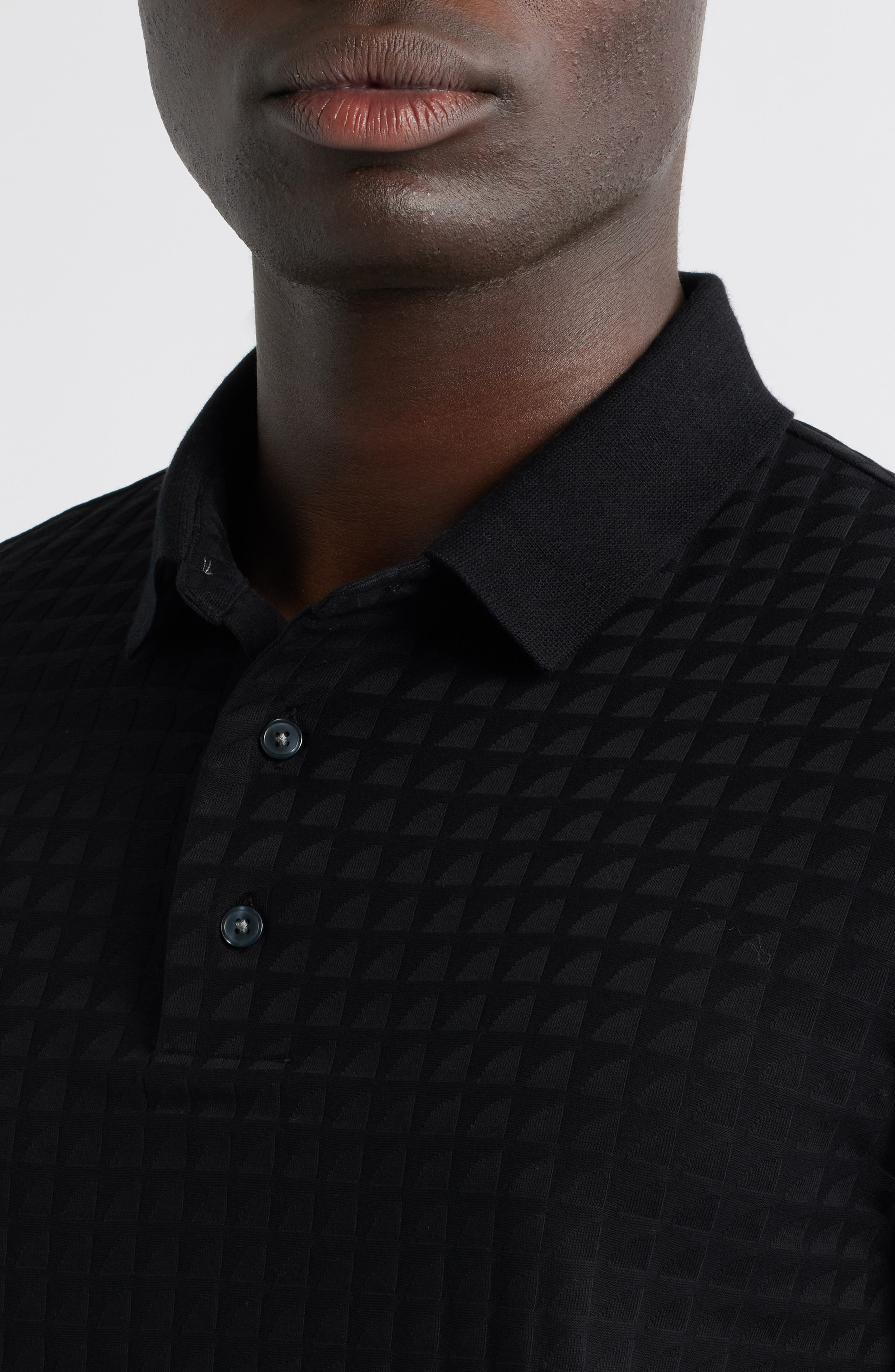 Emporio Armani Textured Cotton Polo in Black at Nordstrom - 2