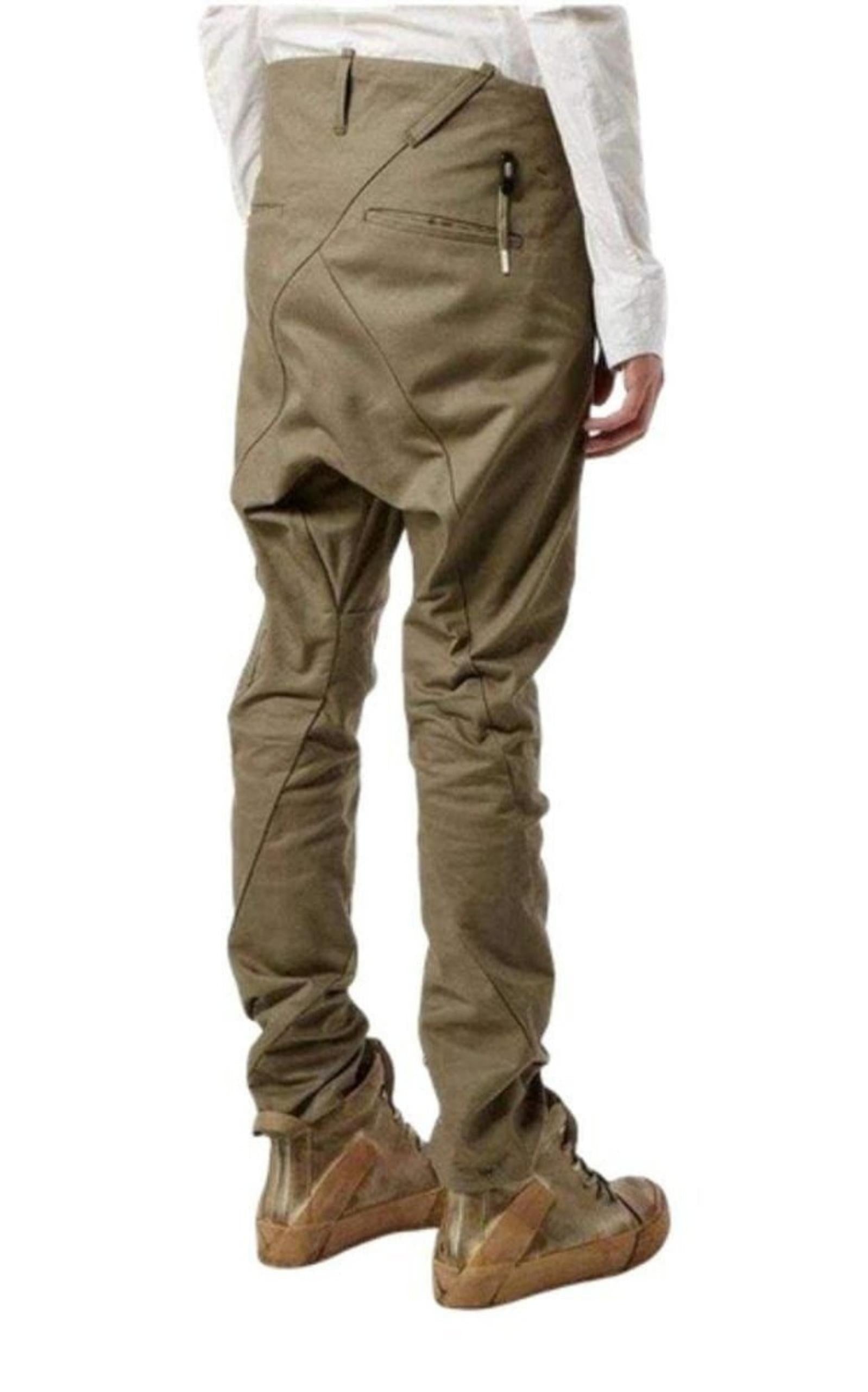 Cotton Blend High Rise Tapered Trousers - 3