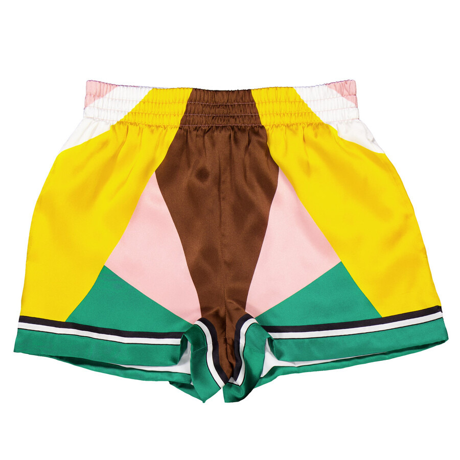 Casablanca Ladies Yellow Geometric Casa Sport Silk Shorts - 5