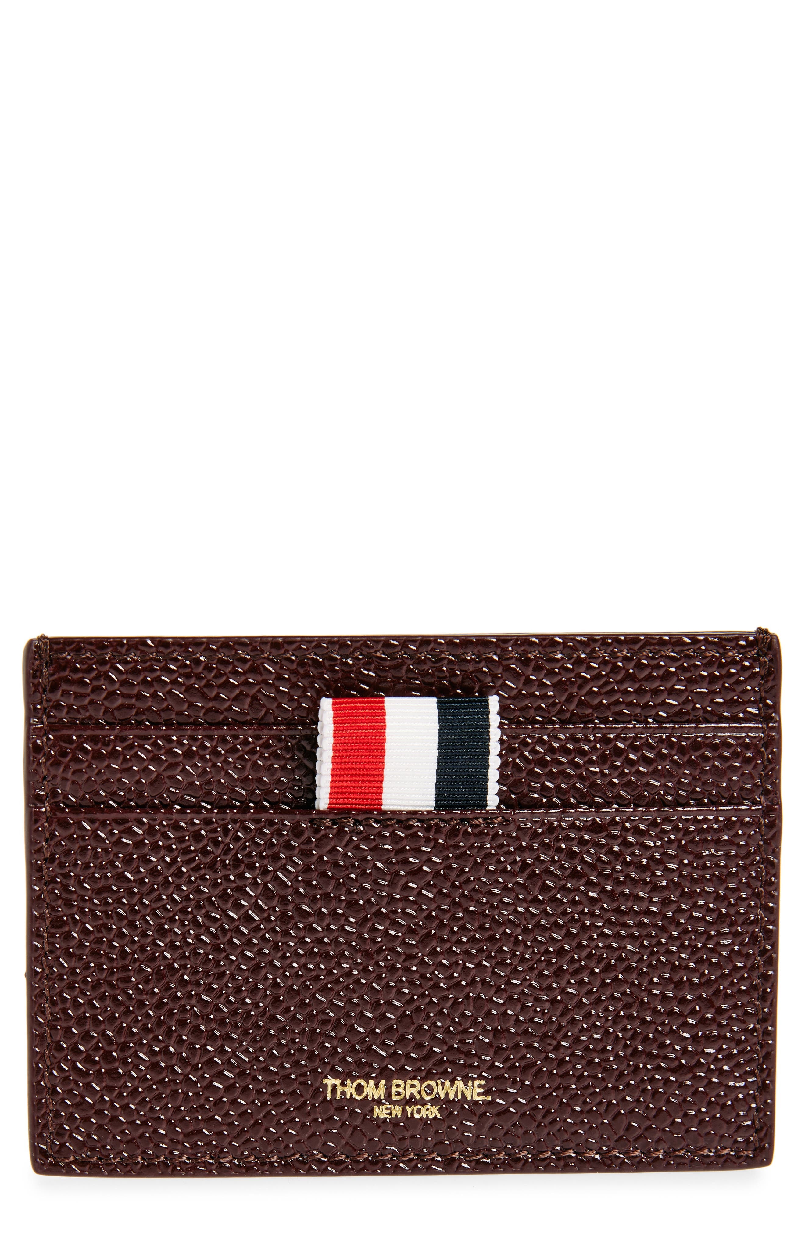 Thom Browne Grained Leather Card Case in Burgundy at Nordstrom - 1