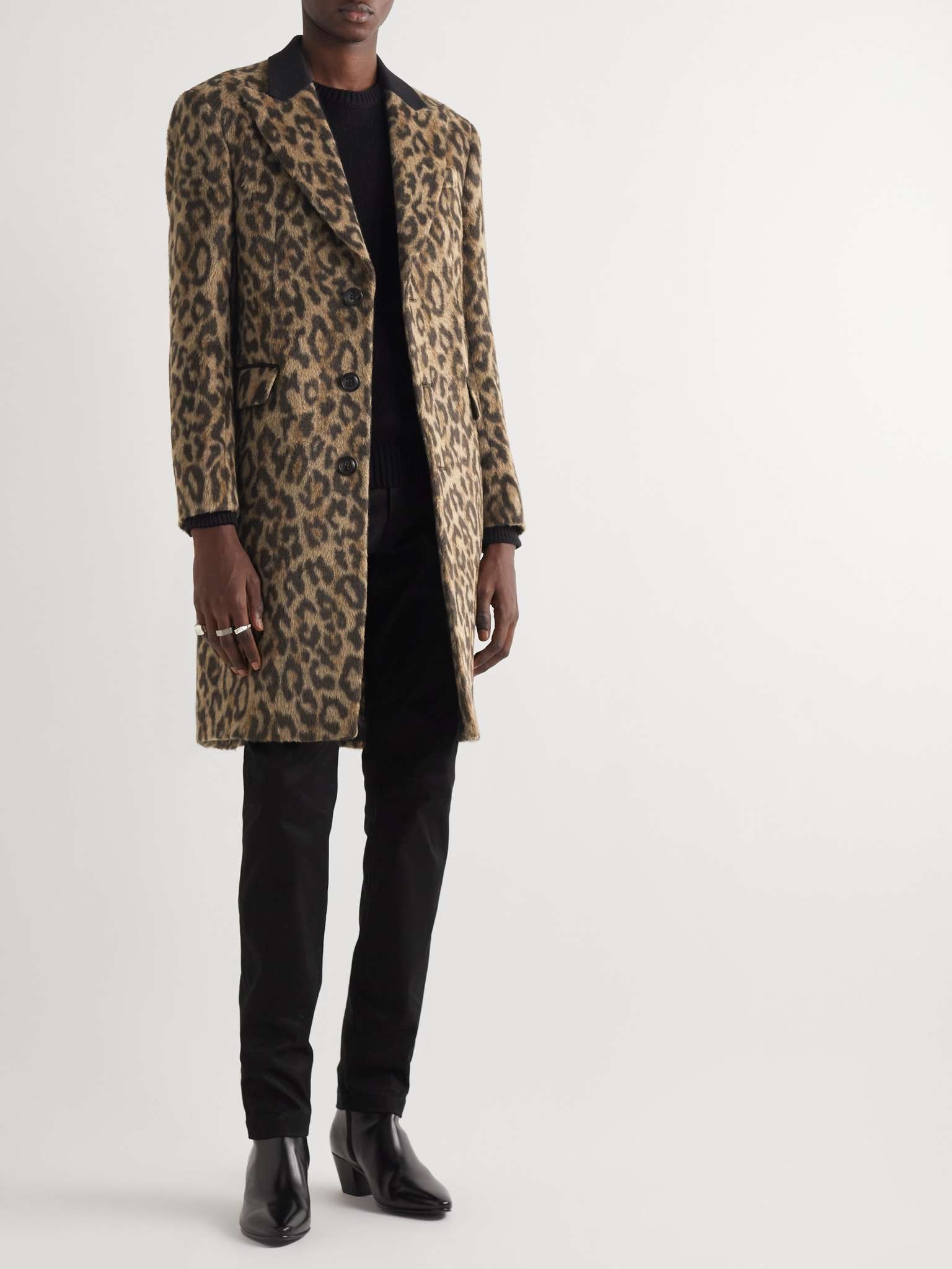 Leopard-Print Textured-Knit Coat - 2