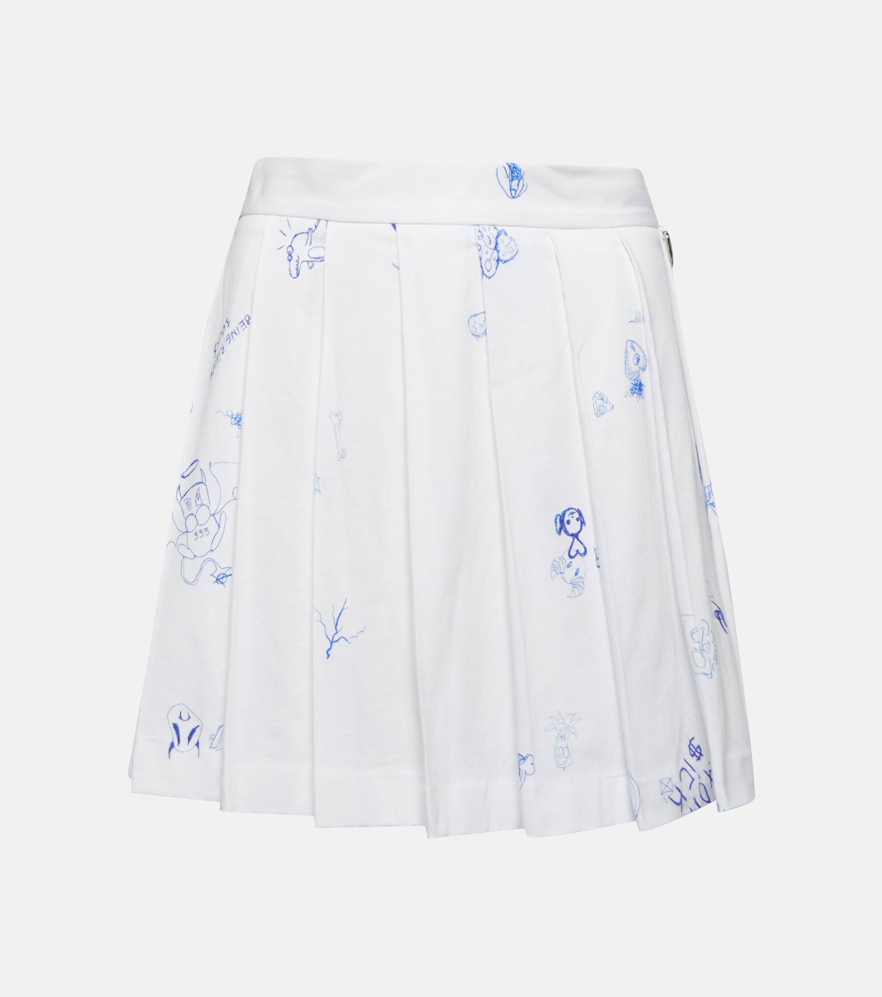 Printed pleated cotton miniskirt - 1