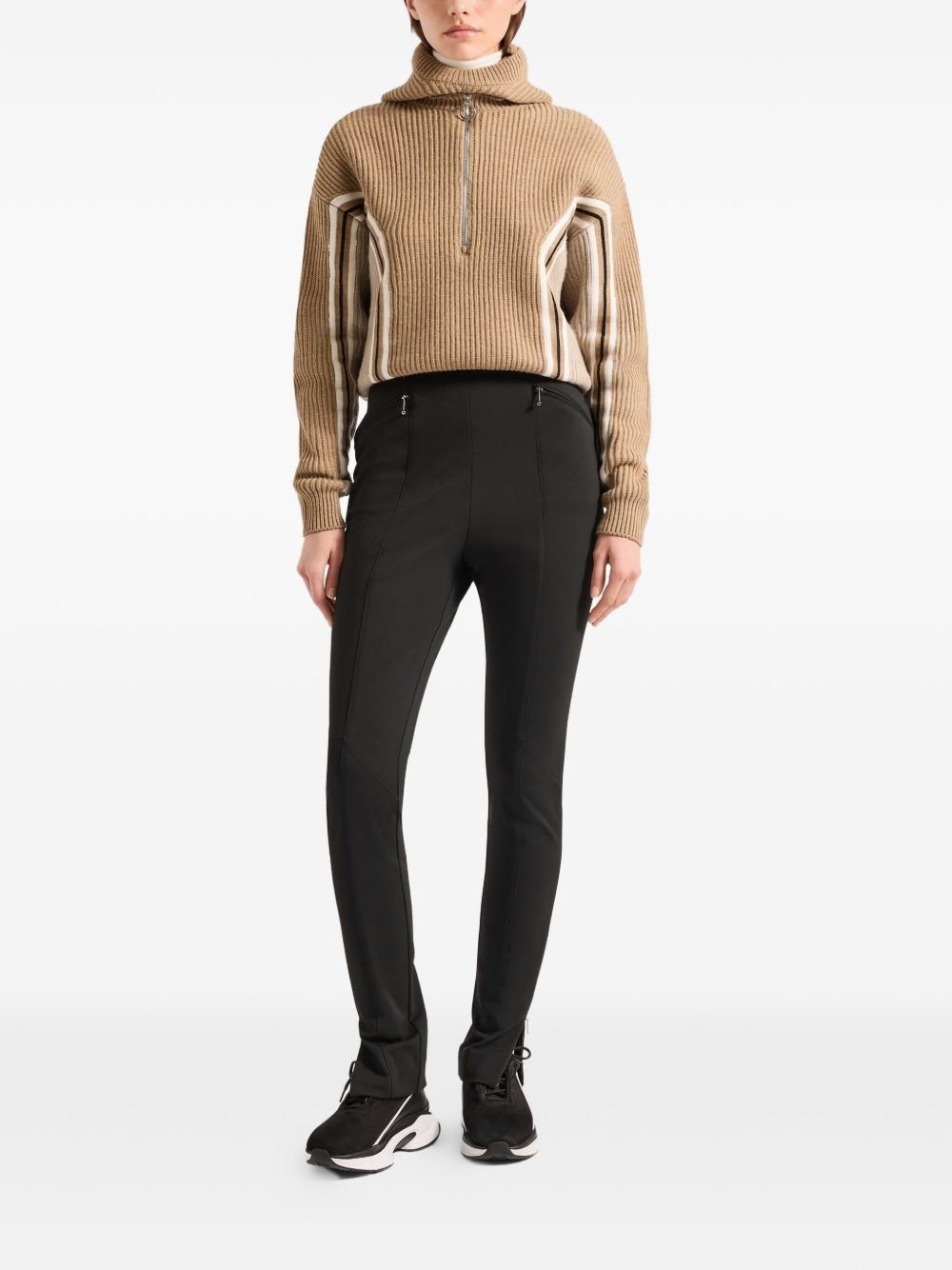zip-detail jersey leggings - 2