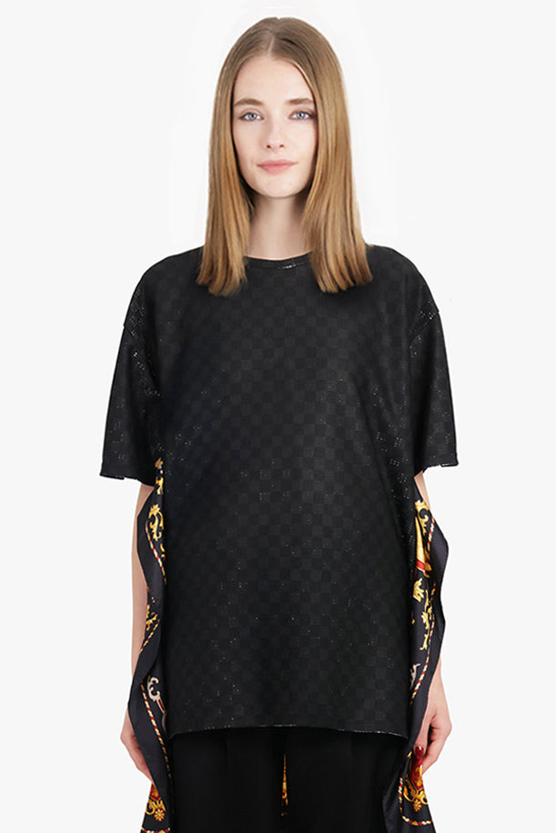 GLITTER S/S TOP X VERSACE SCARF PRINT BACK | BLACK/YELLOW/RED - 3