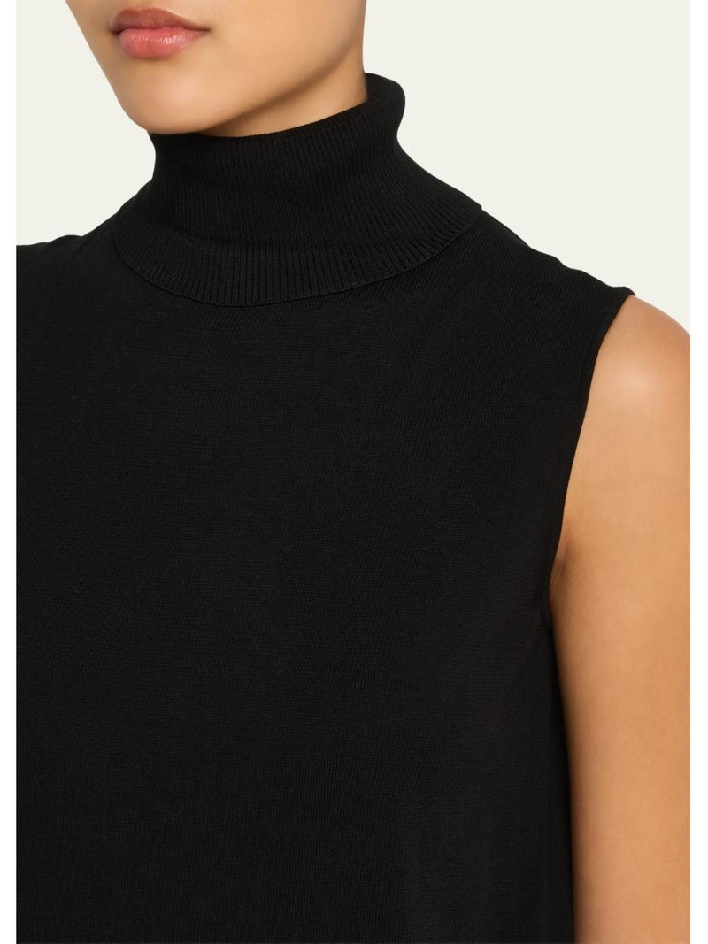 Sleeveless Matte Crepe Turtleneck Pullover 5