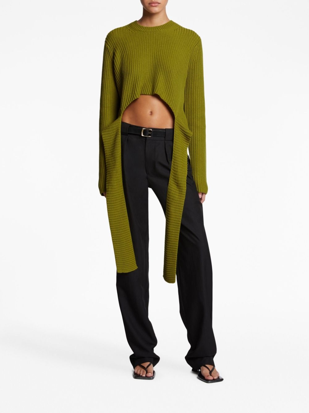 ribbed-knit wrap jumper - 6