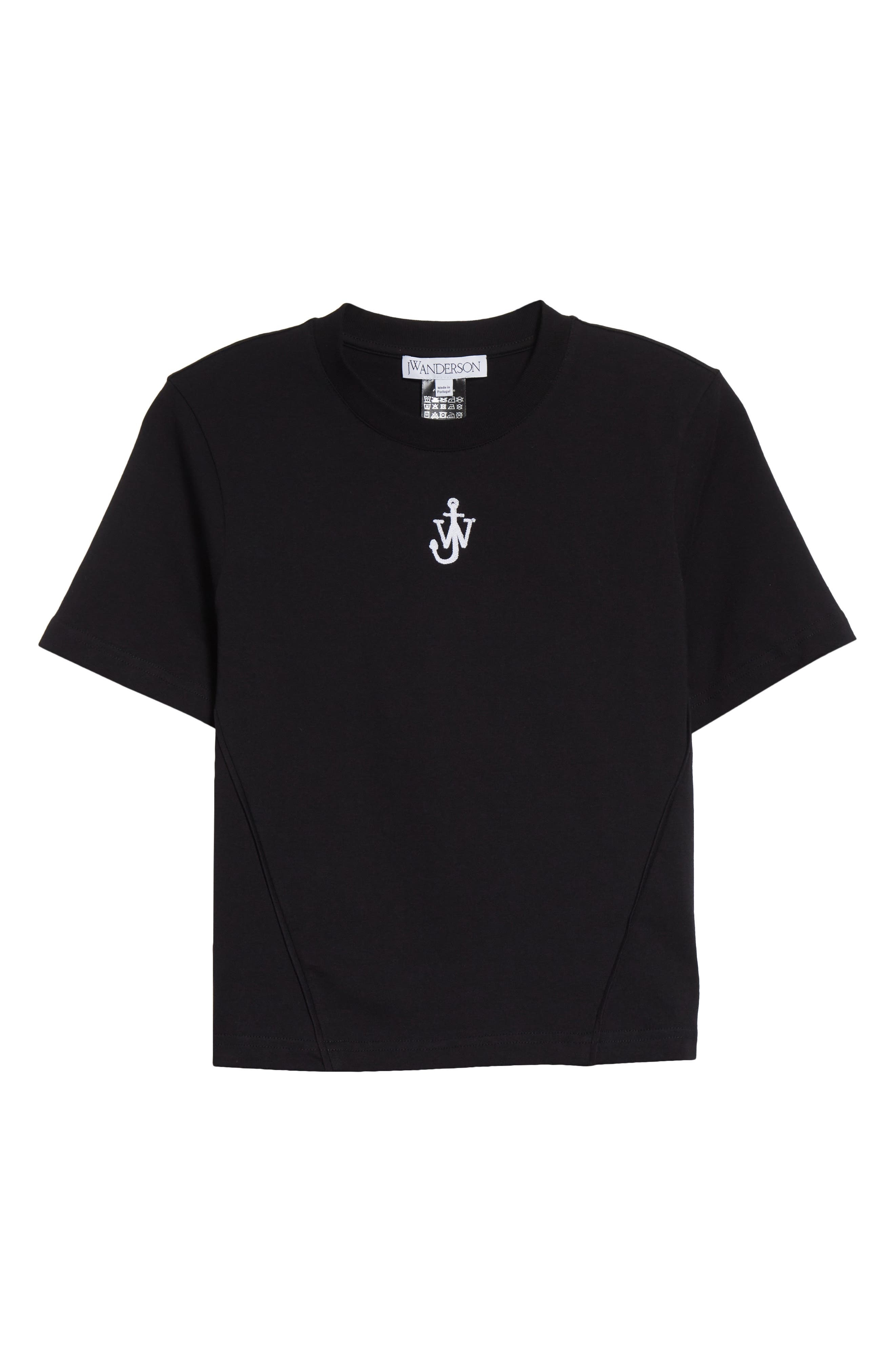 JW Anderson Panelled Anchor Embroidered Crop T-Shirt in Black at Nordstrom - 5