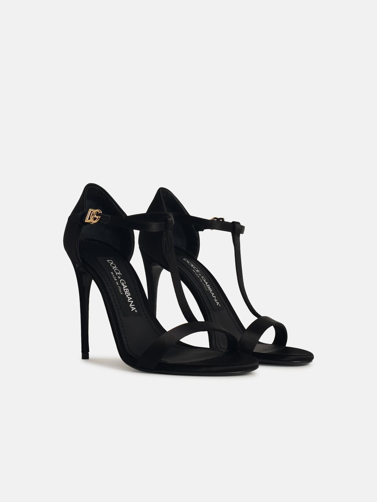 BLACK SATIN SANDALS - 2