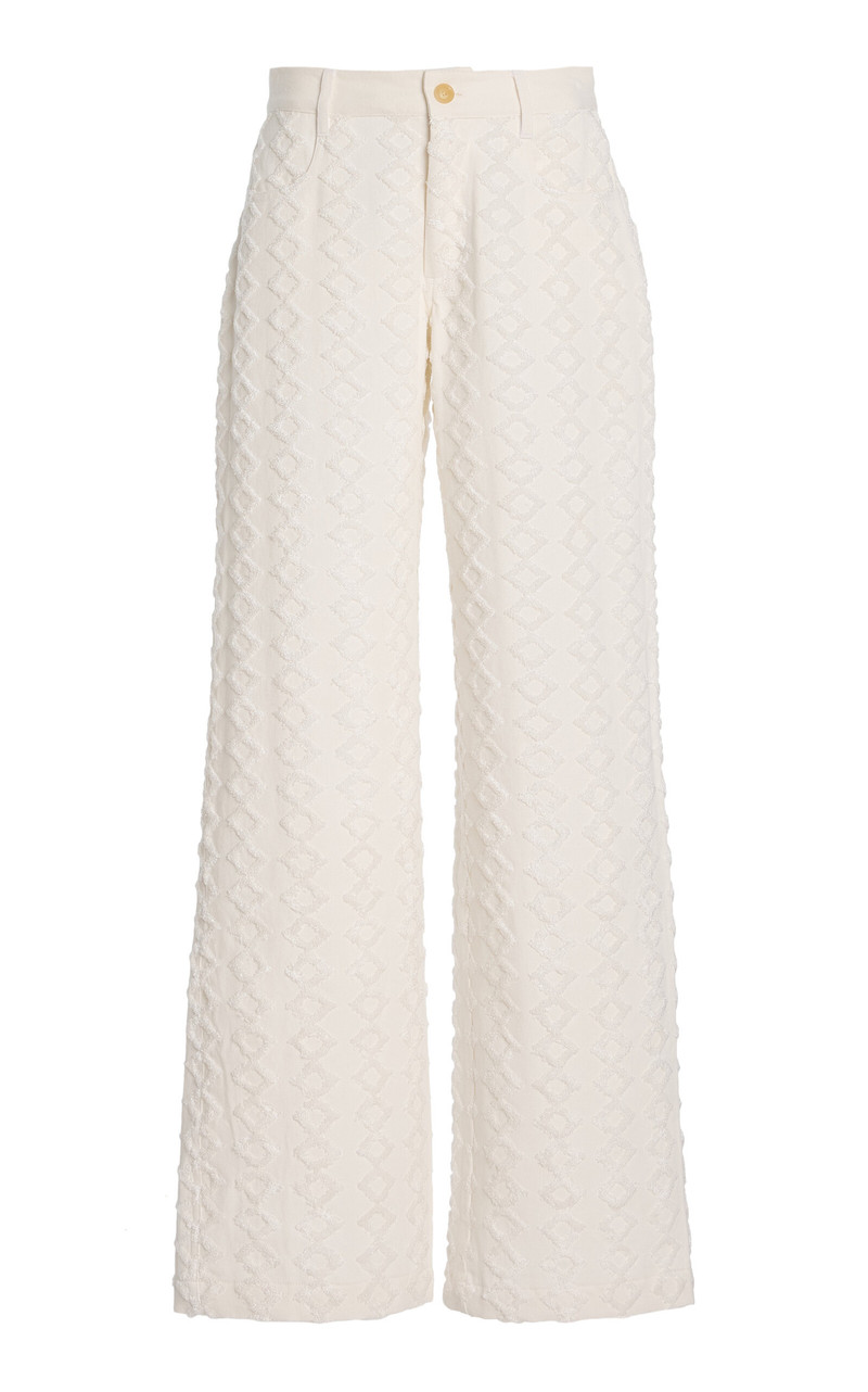 Stulla Embroidered Rigid High-Rise Wide-Leg Jeans white 1