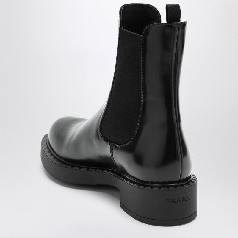 Prada Black Chelsea Ankle Boots In Polished Leather Women - 2