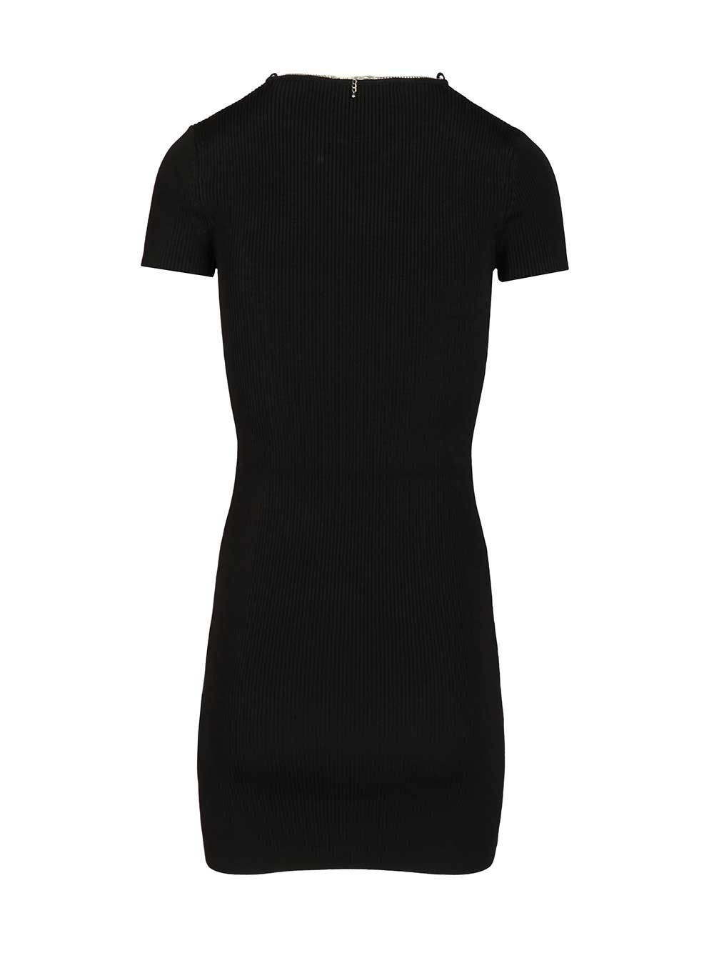 Ss V-Neck Dress With Nameplate Chain Dresses Black - 2