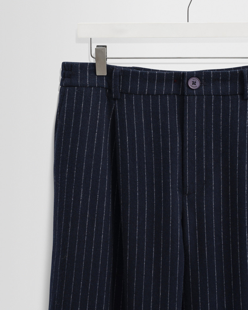 Malham - Navy Pinstripe Wool Trousers 7
