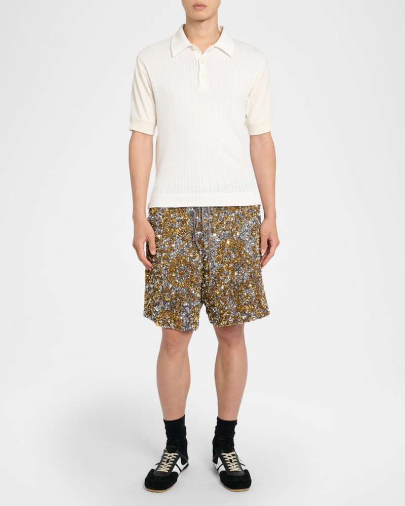 Dries Van Noten Men's Hettonio Pointelle Knit Cotton Polo Shirt outlook