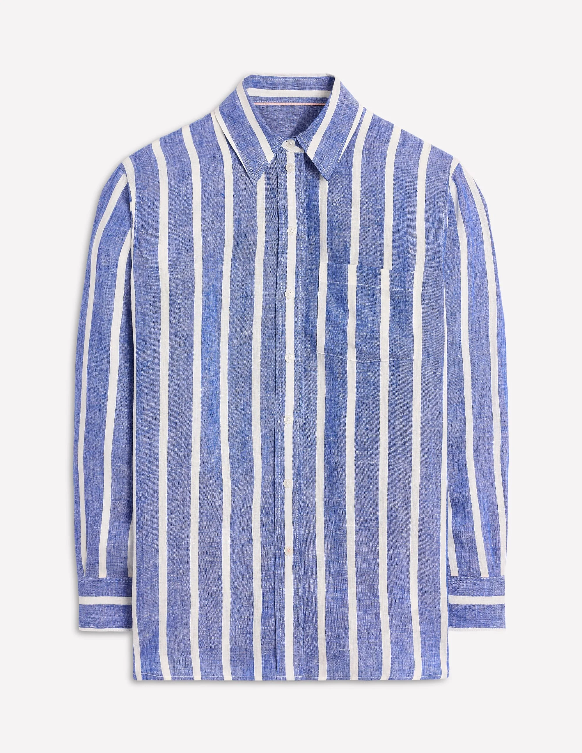 Sadie Relaxed Linen Shirt-Bright Blue Woven Breton - 1
