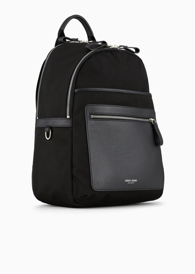 GIORGIO ARMANI Recycled-nylon and pebbled-leather backpack outlook