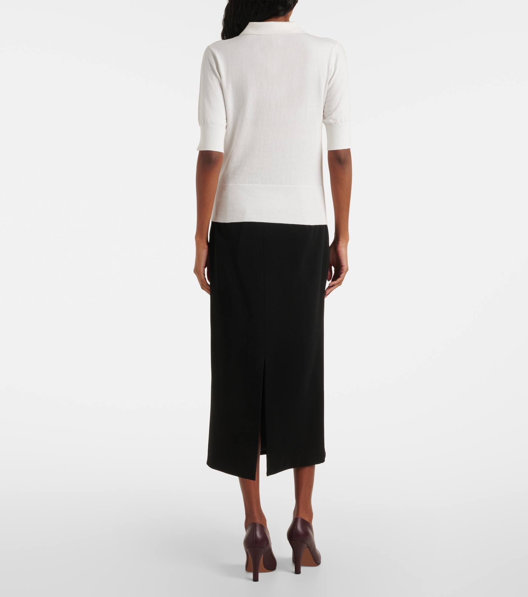 Knitted cotton and cashmere polo shirt - 3
