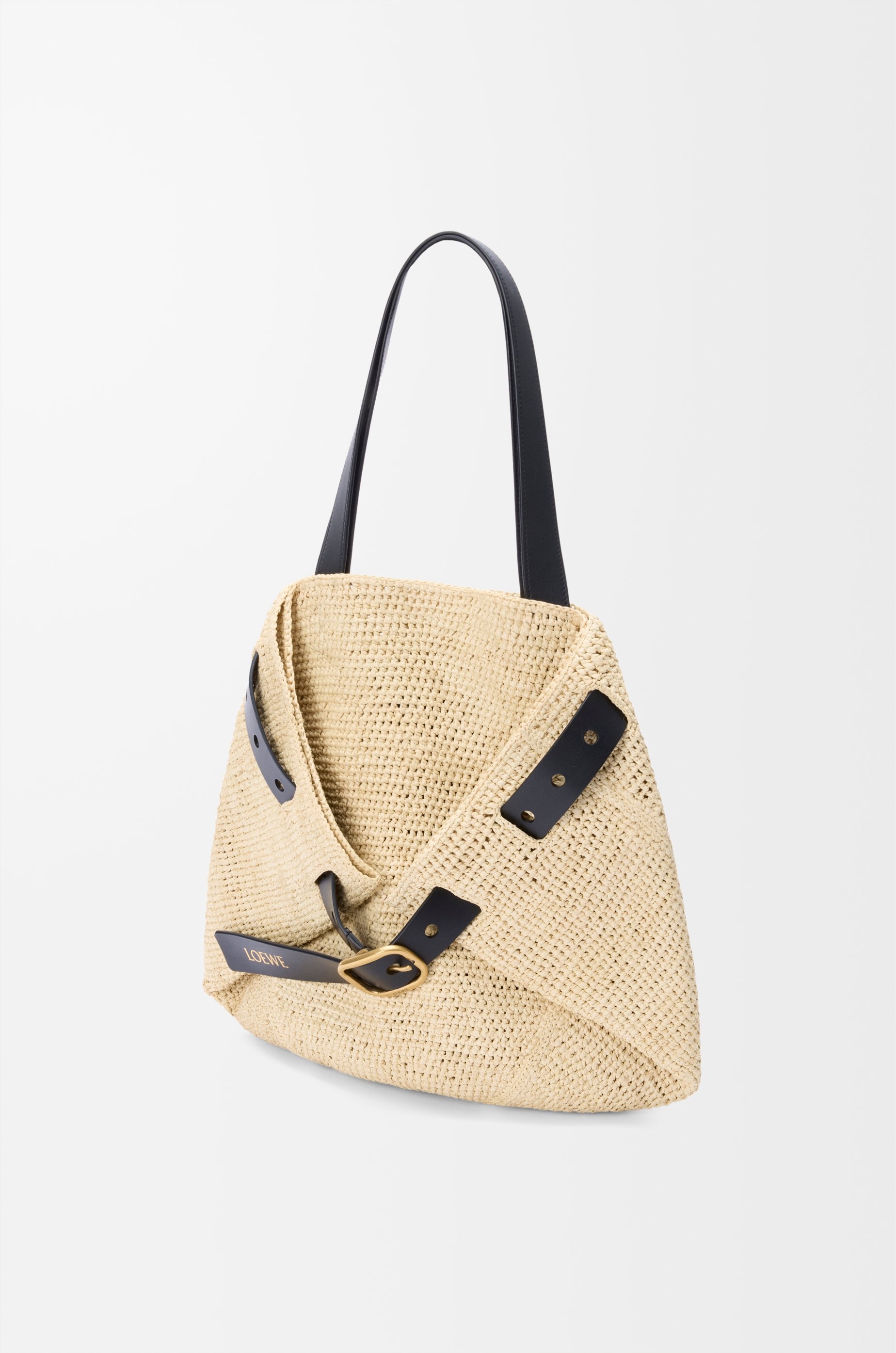 Medium Punch Hole shopper in raffia - 3