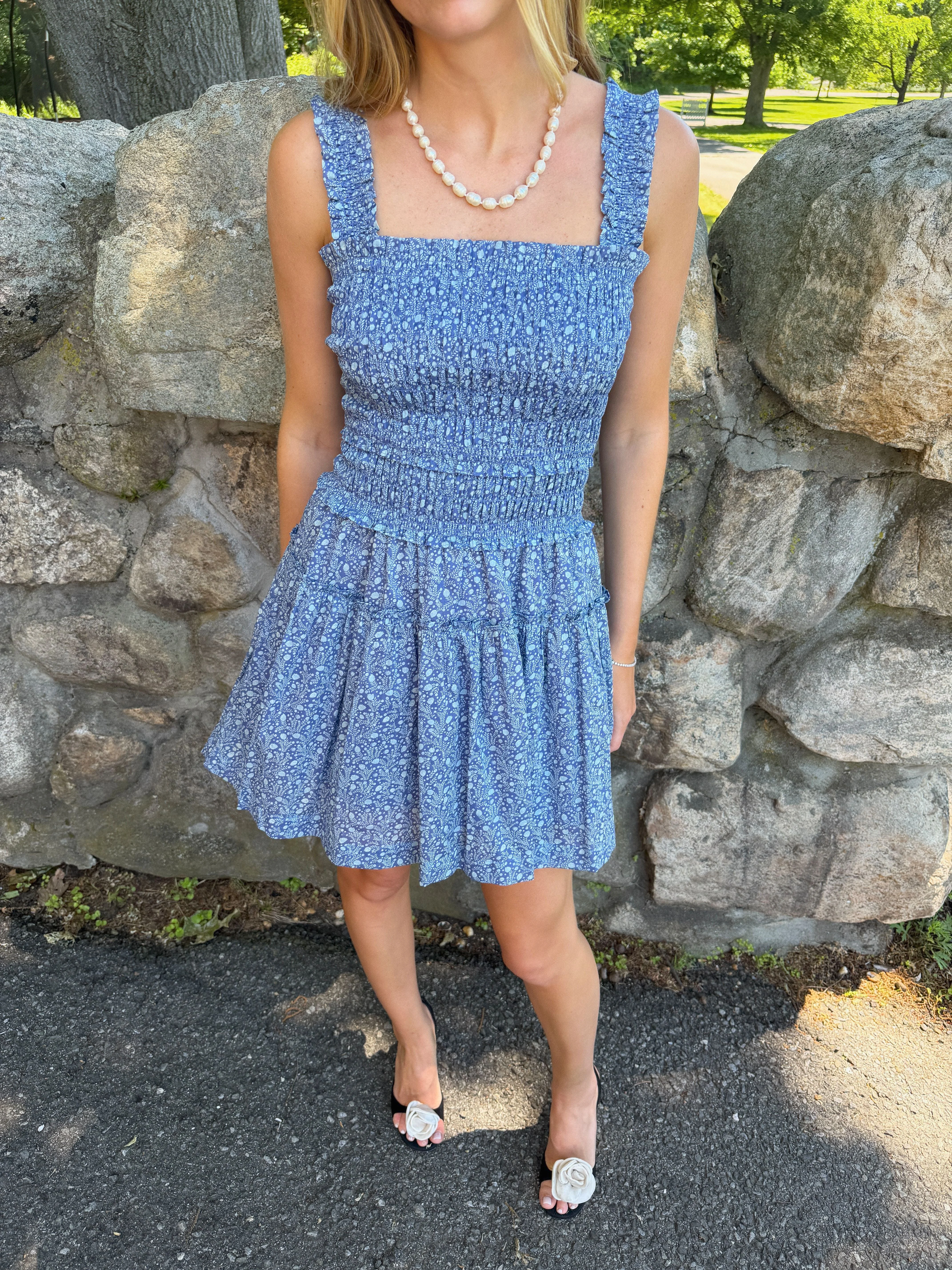 The Azalea Mini Nap Dress - Cornflower Ditsy Thistle - 1