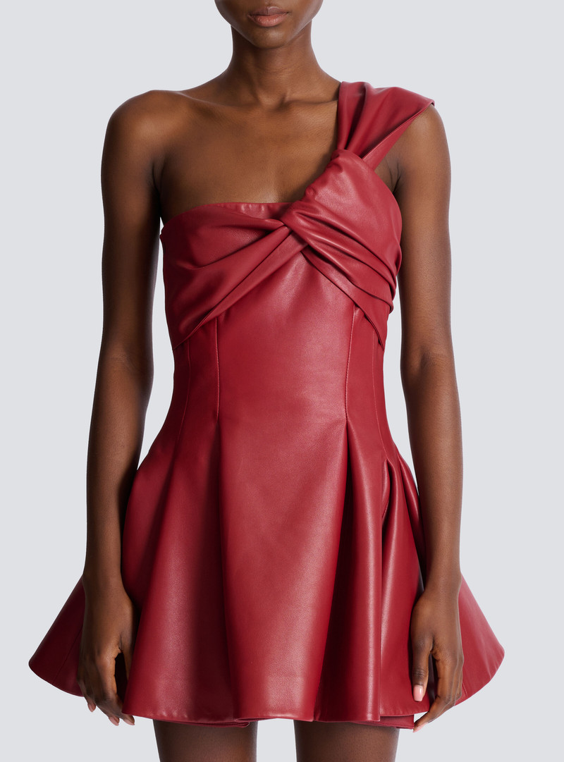 Smooth leather one-shoulder dress 5