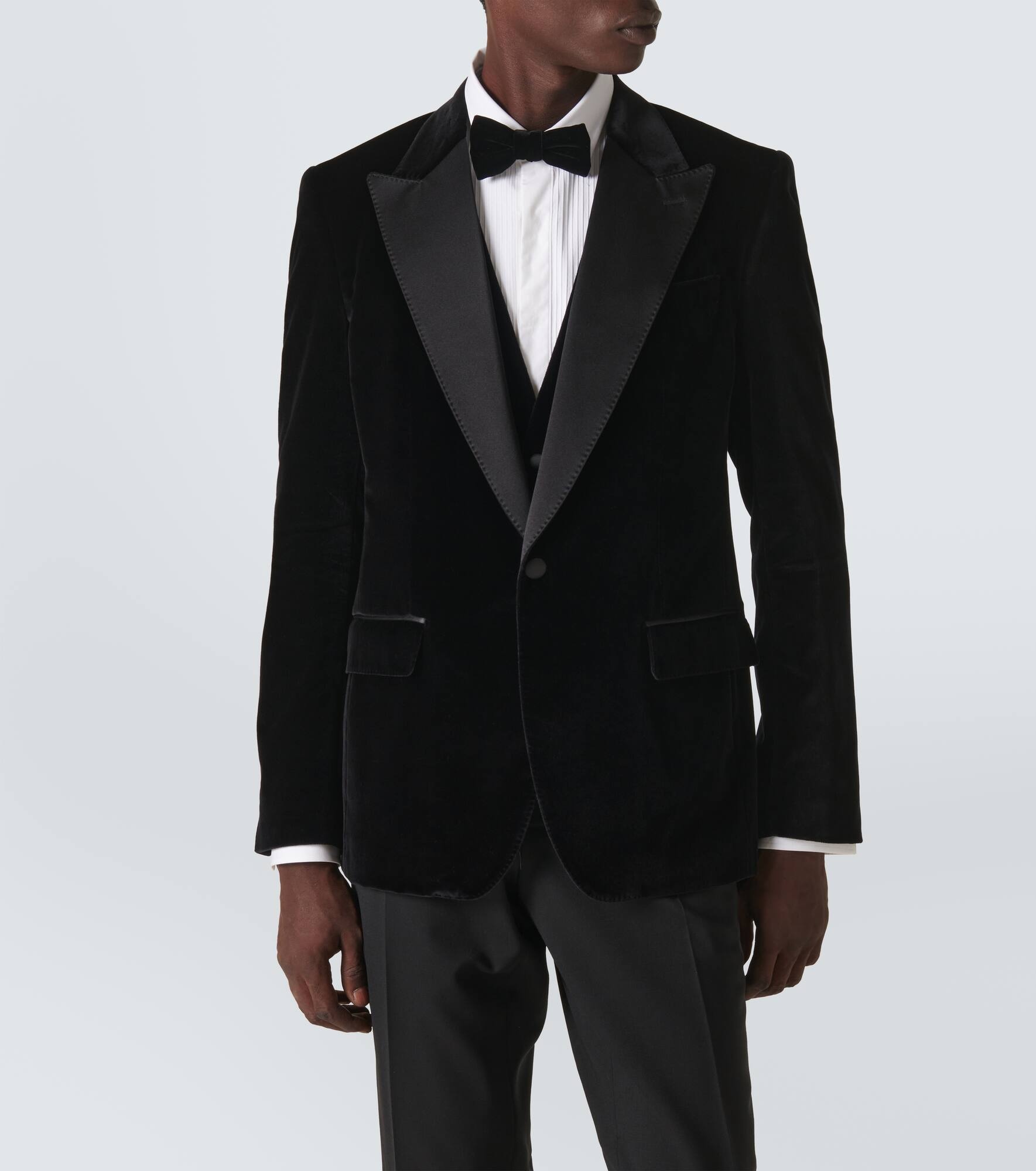 Cotton and silk-blend velvet tuxedo jacket - 3