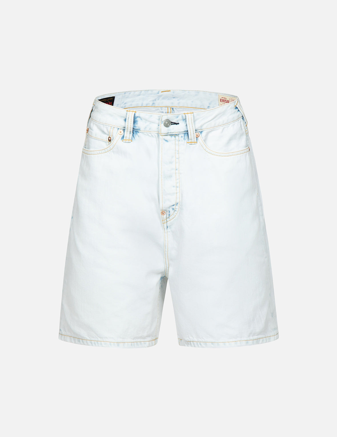SEAGULL EMBROIDERY BLEACHED DENIM SHORTS - 2