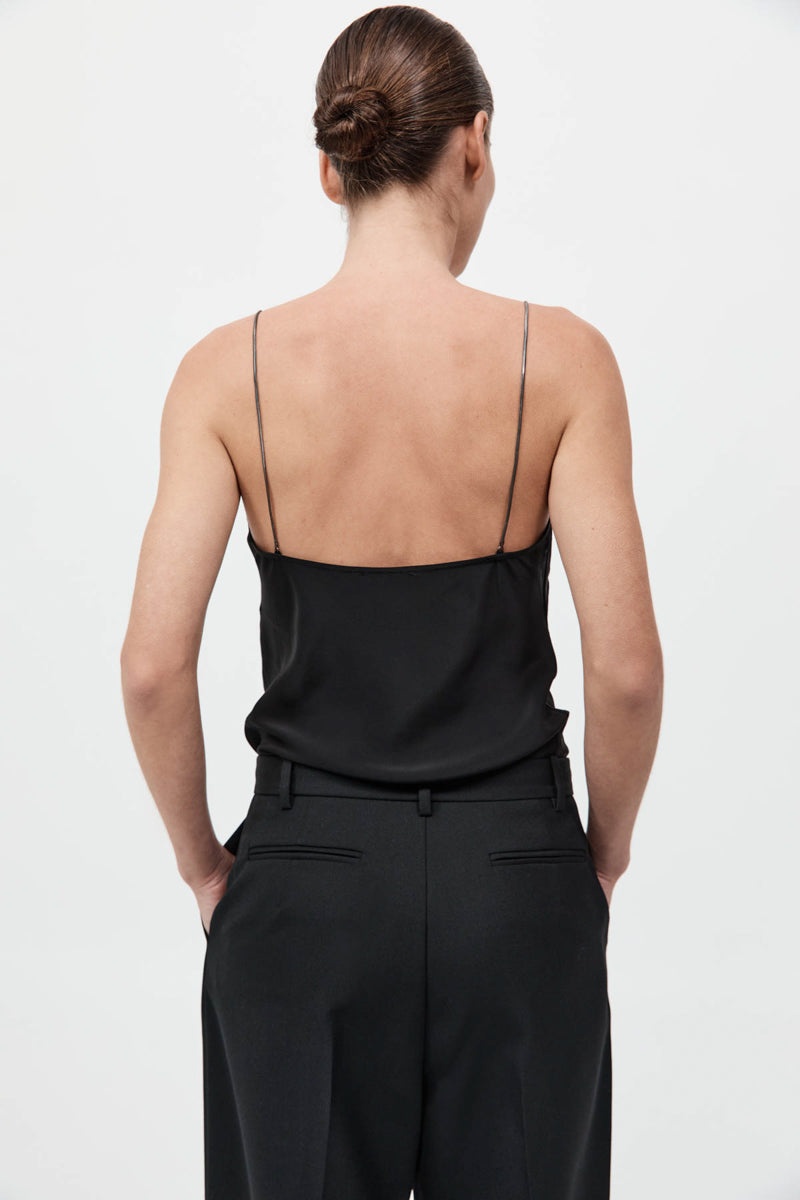 Fine Chain Silk Cami - Black - 5