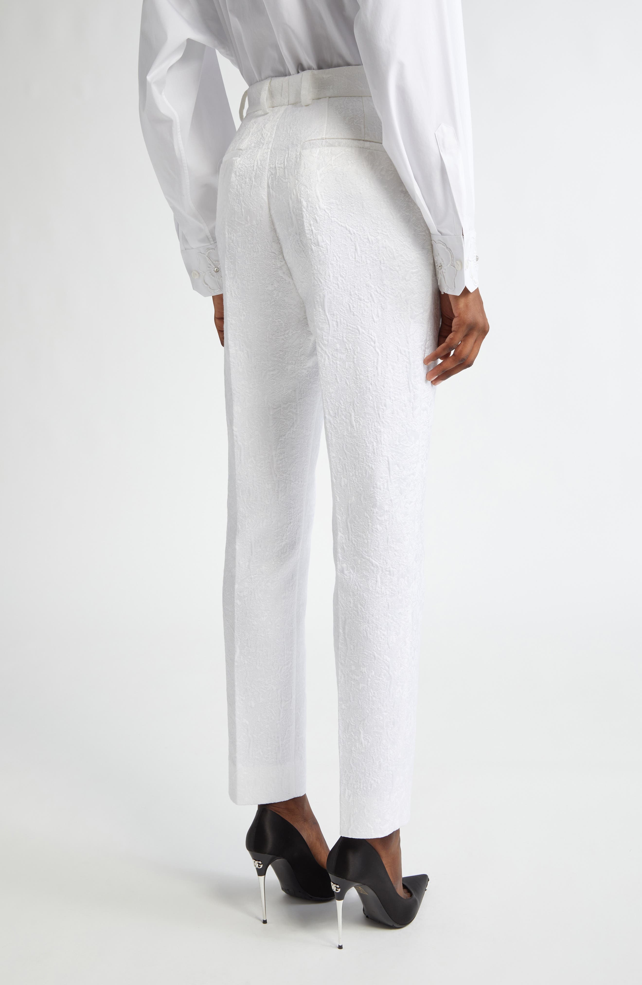 Dolce&Gabbana Brocade Skinny Pants in W0800 Bianco Ottico at Nordstrom - 3