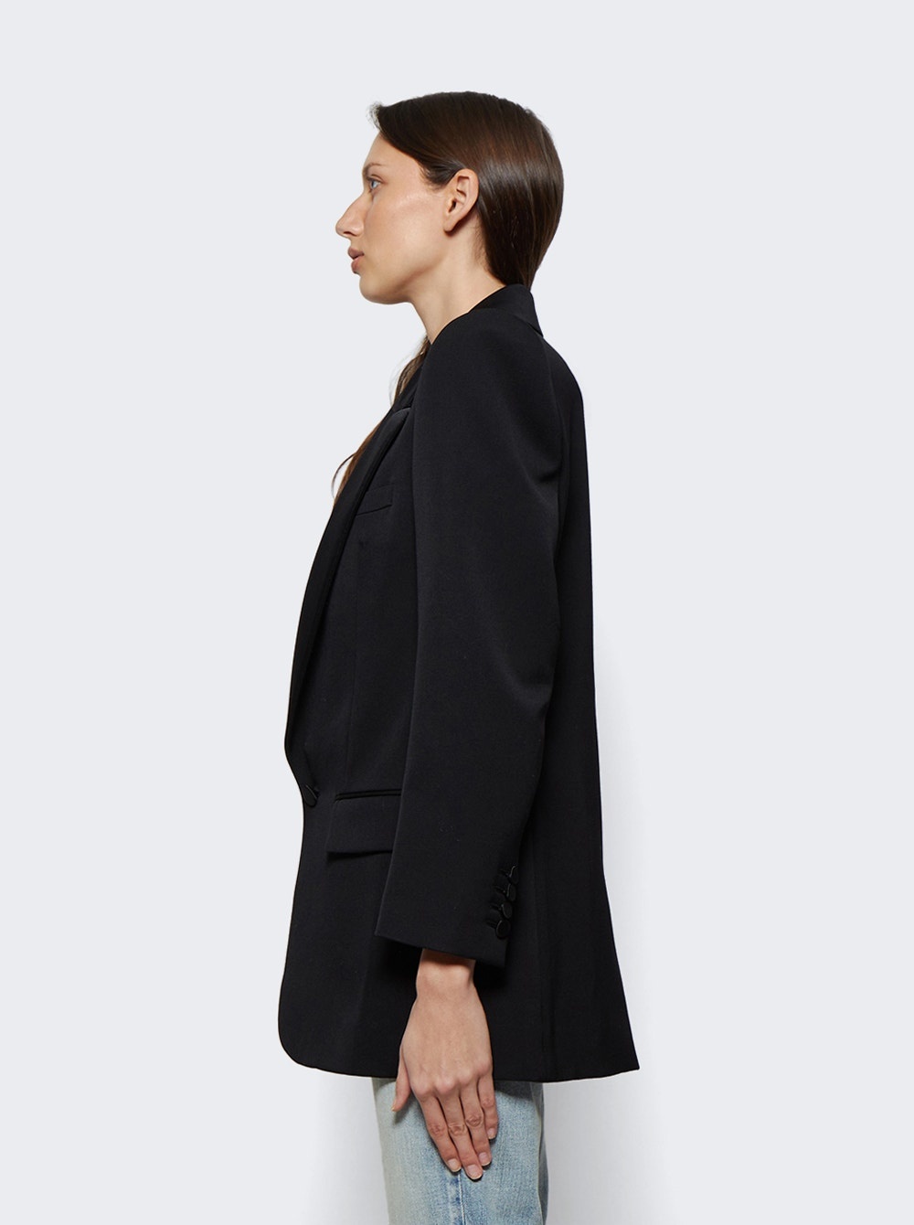 Single-Breasted Tuxedo Jacket Black - 4