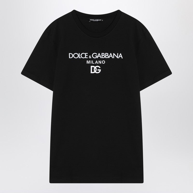 Dolce & Gabbana Dolce&Gabbana Black cotton T-shirt with DG embroidery - 1