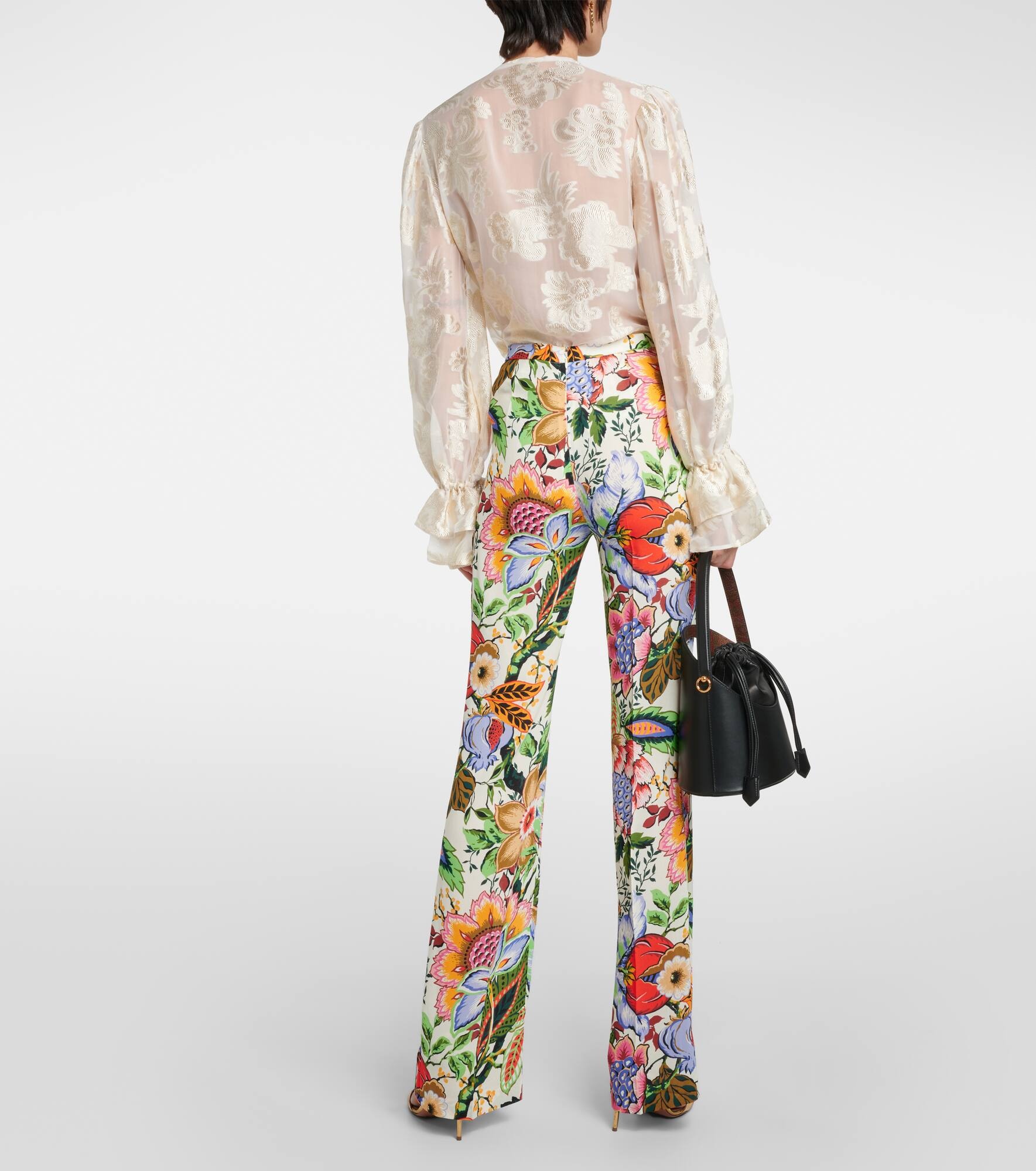 High-rise floral straight pants - 3
