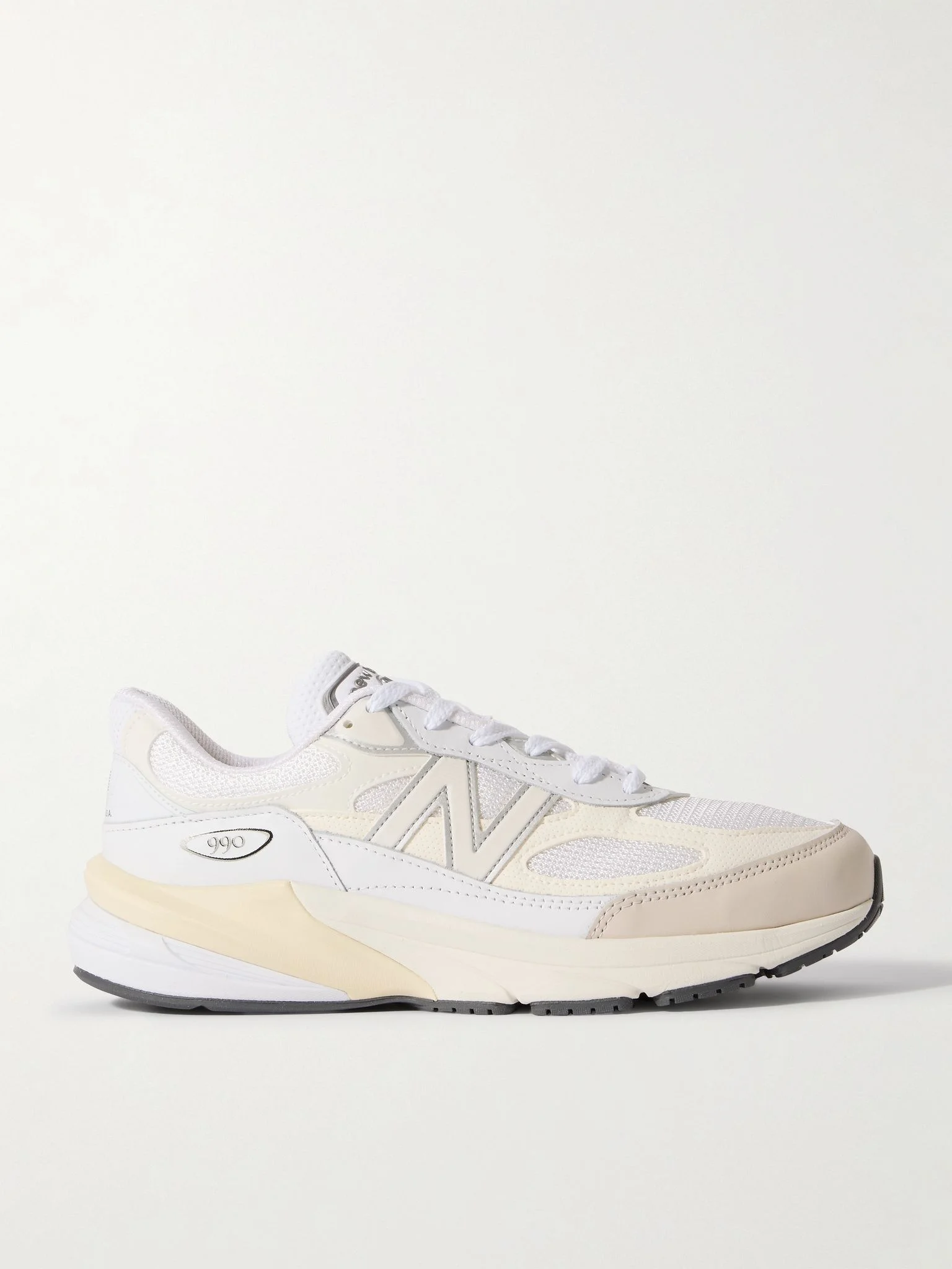 Made in USA 990V6 leather and mesh sneakers White - 1