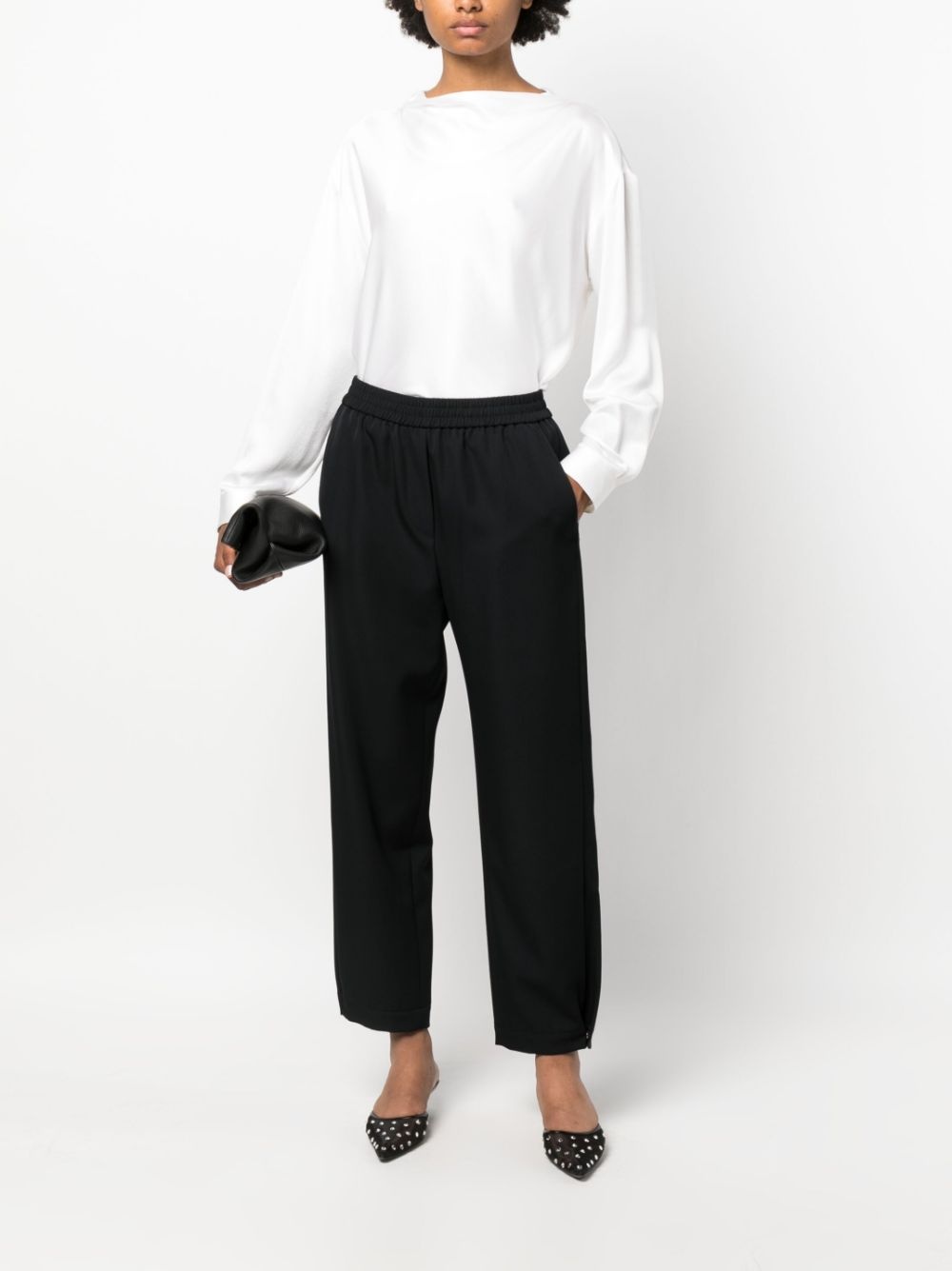 elasticated-waistband virgin wool trousers - 2