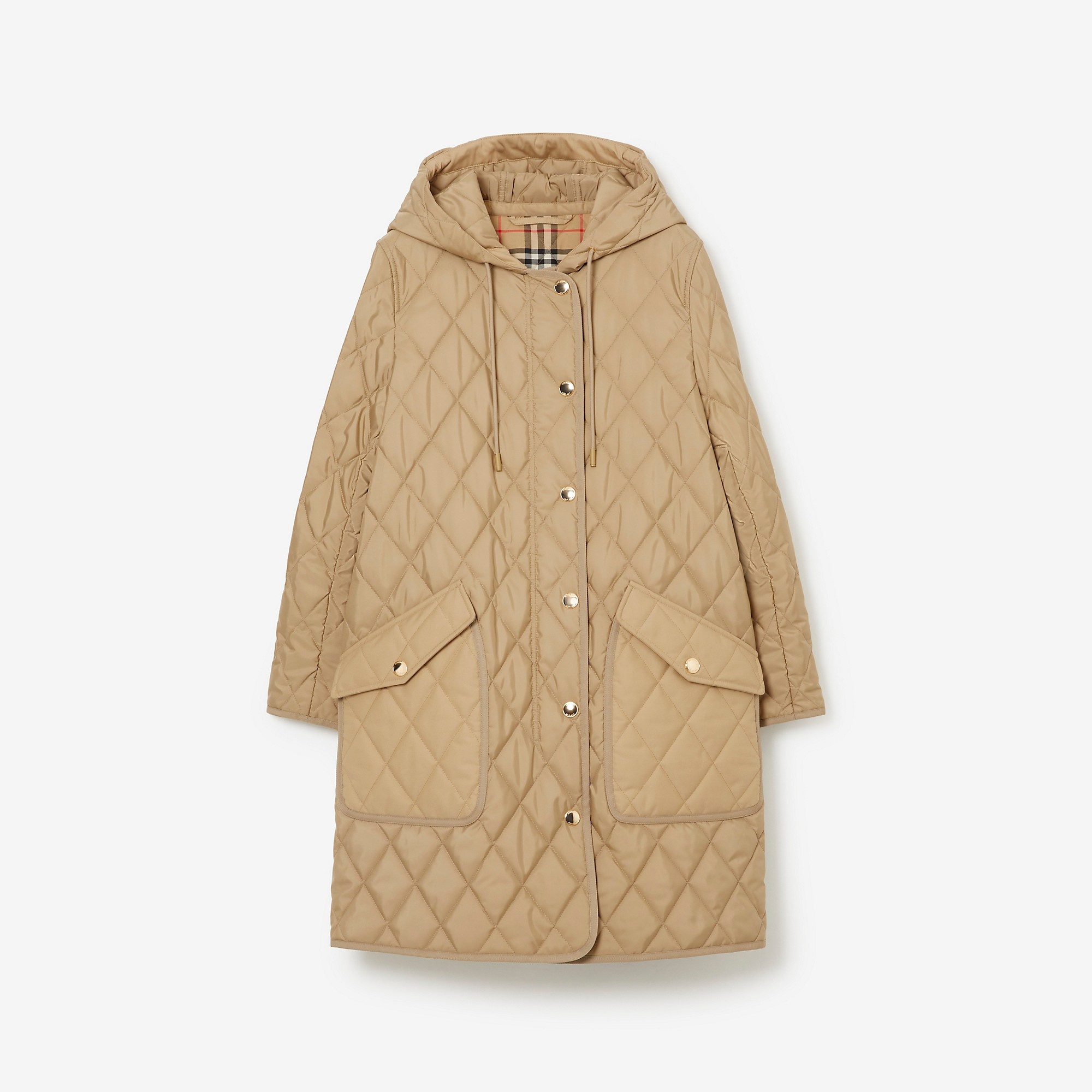 Diamond Quilted Thermoregulated Hooded Coat - 1