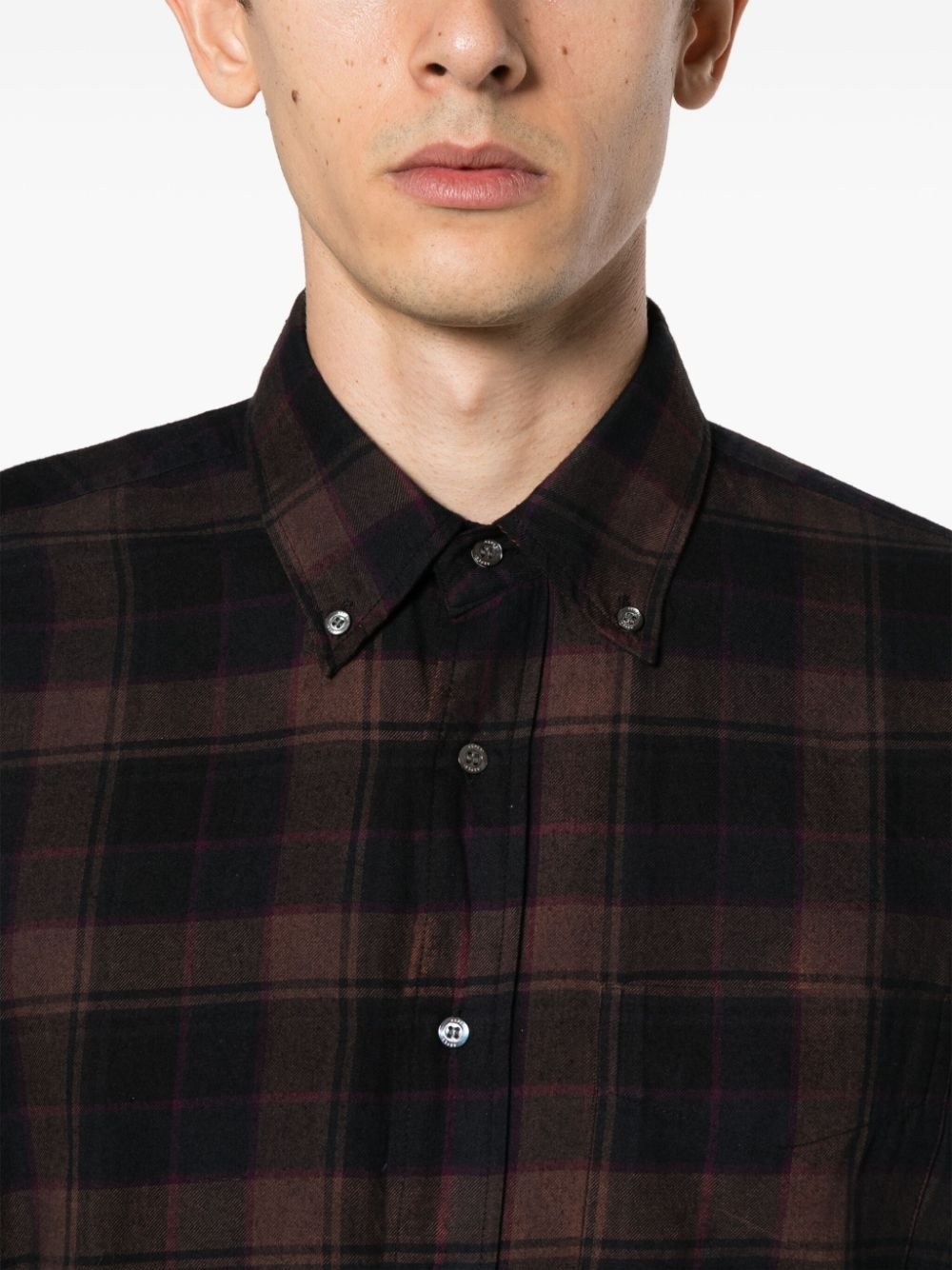 plaid-checked cotton shirt - 5