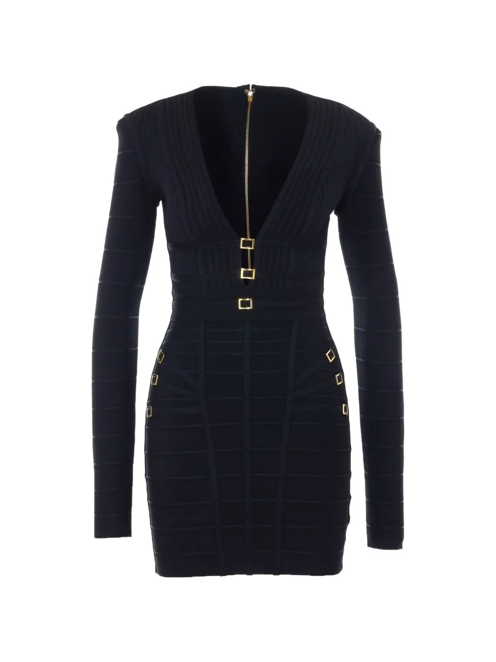 buckle-detail ribbed mini dress - 1