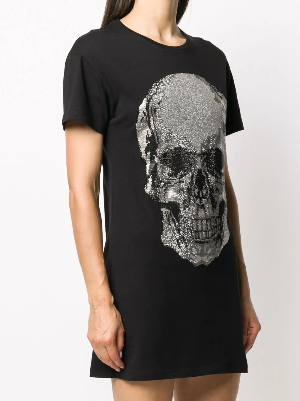 Skull rhinestone T-shirt dress - 3