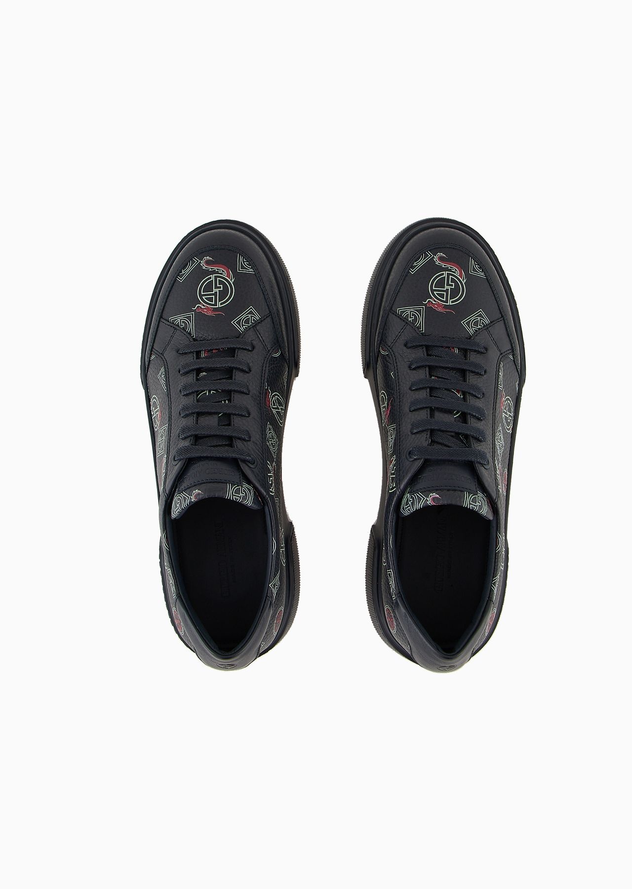 Leather sneakers with all-over logo - 3