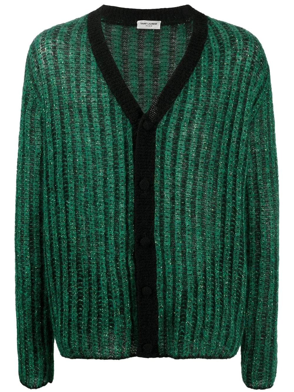 metallic ribbed-knit cardigan - 1