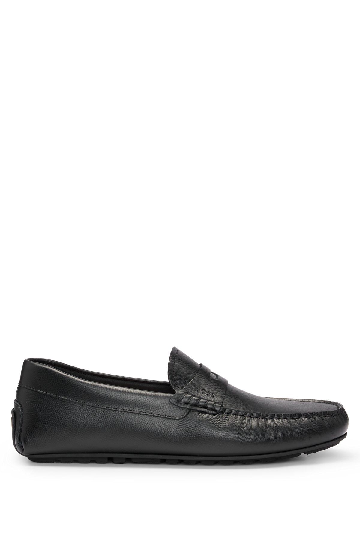 EMBOSSED-LEATHER SLIP-ON MOCCASINS WITH LOGO DETAIL - 1
