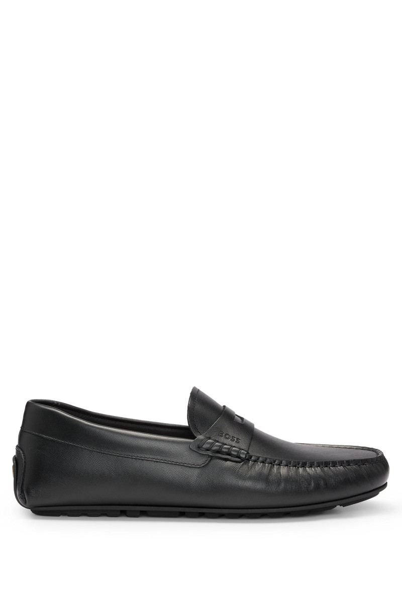 EMBOSSED-LEATHER SLIP-ON MOCCASINS WITH LOGO DETAIL 1