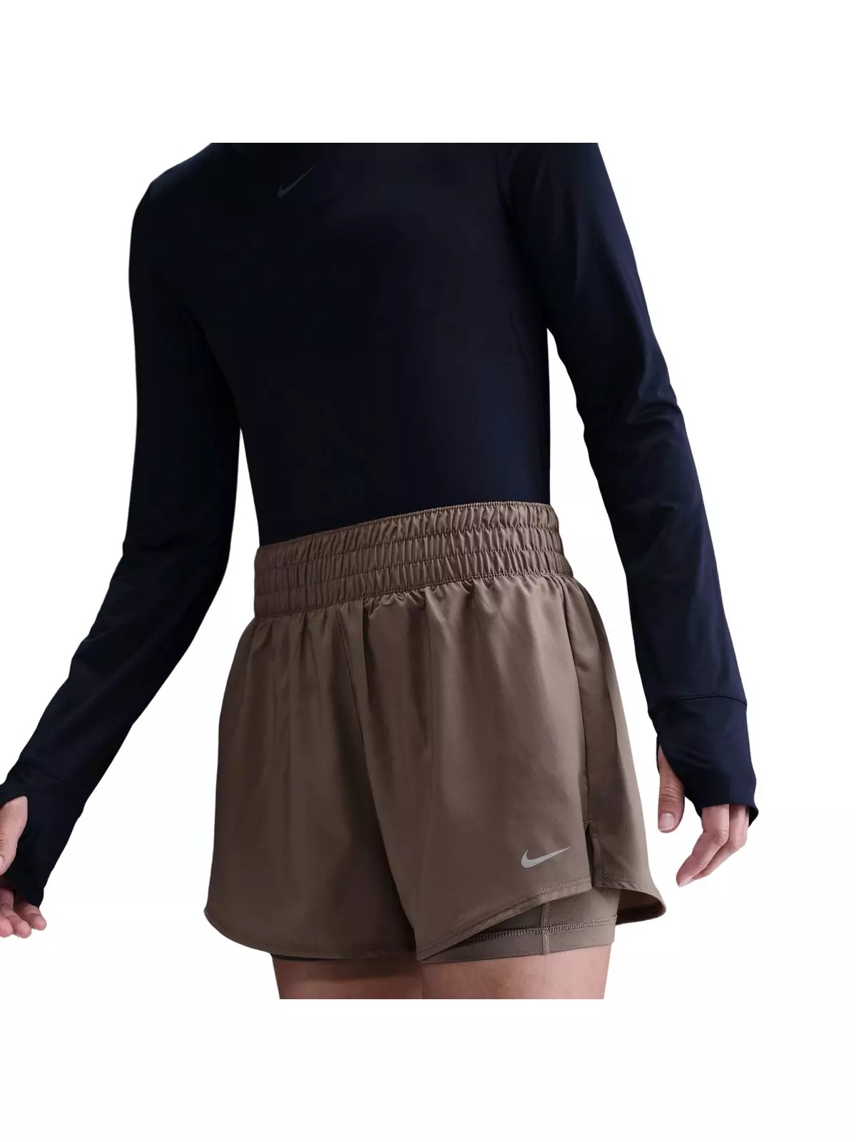 Women's One Dri-FIT High-Waisted 3" 2-in-1 Shorts - Brown - 1