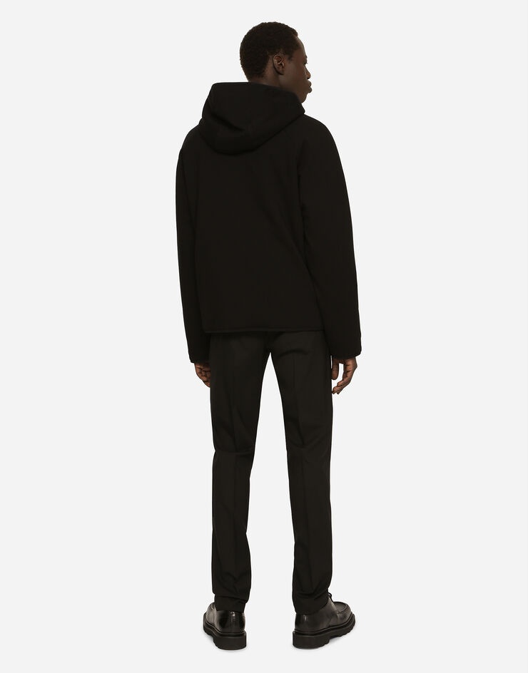 Hooded jersey jacket with branded tag - 3
