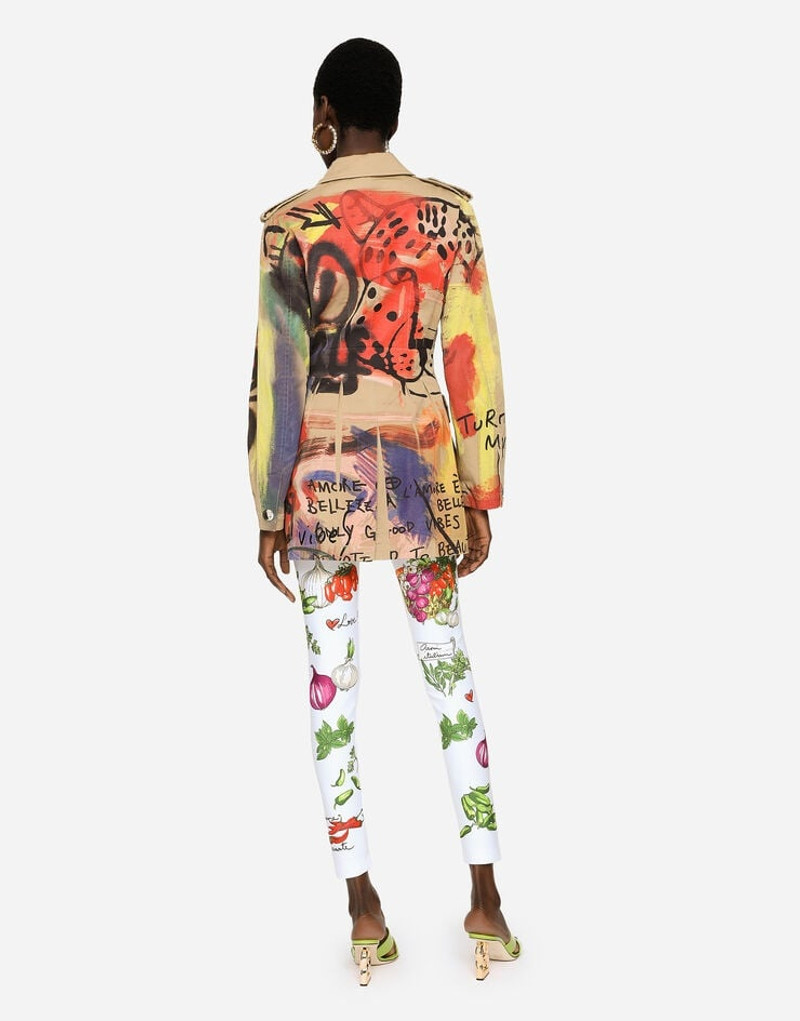 Dolce & Gabbana Graffiti-print gabardine trench coat outlook