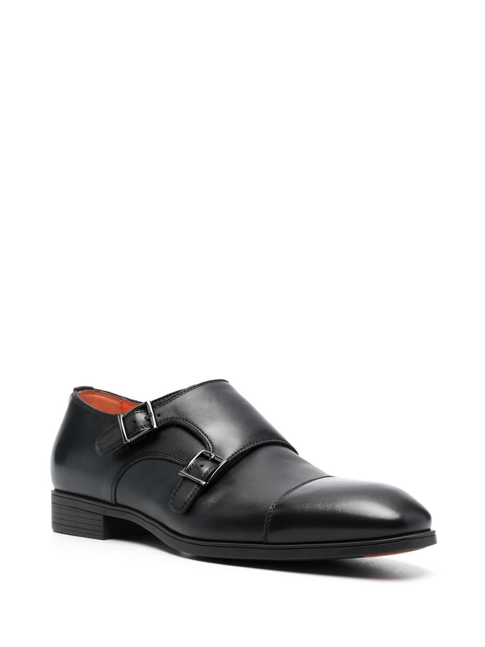 double-buckle leather monk shoes - 2