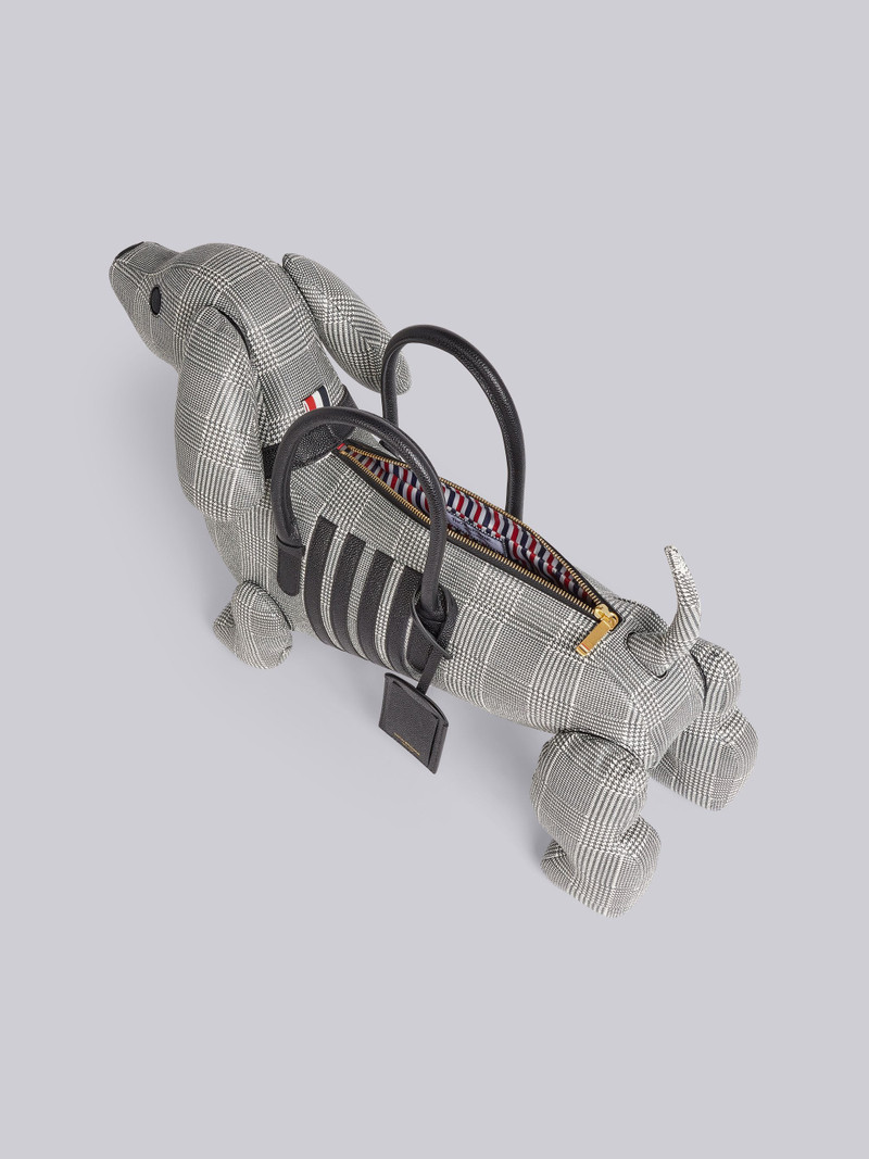 Black and White Calfskin Pebbled Prince of Wales 4-Bar Hector Bag 5